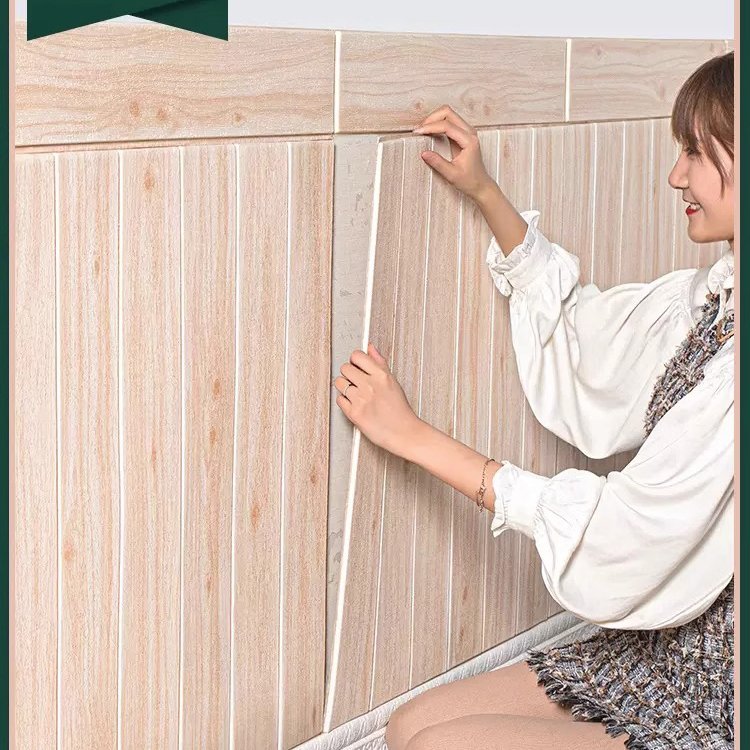Home House Bedroom Decoration Interior Decorative Sticker 3D Wallpapers Design Wood Board Self Adhesive Paper PE Wall Panel New