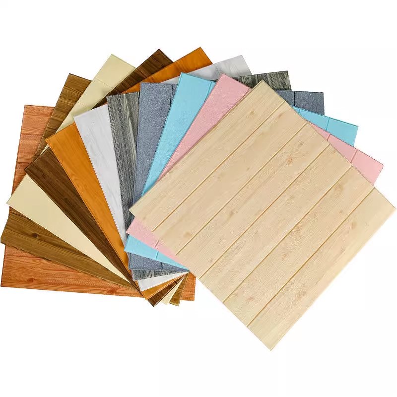 Home House Bedroom Decoration Interior Decorative Sticker 3D Wallpapers Design Wood Board Self Adhesive Paper PE Wall Panel New