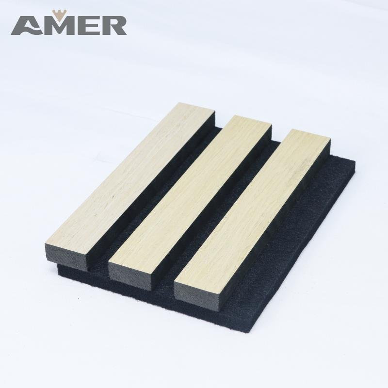 Amer OEM wholesale wpc Acoustic Board Wall Panel Decor Interior Sound Absorbing PET Noise Cancelling Acoustic Wall Panels