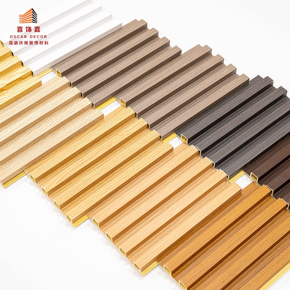 Wpc wall panel 160*24mm Water-proof Fire-proof wooden grain fluted veneers other boards interior decoration