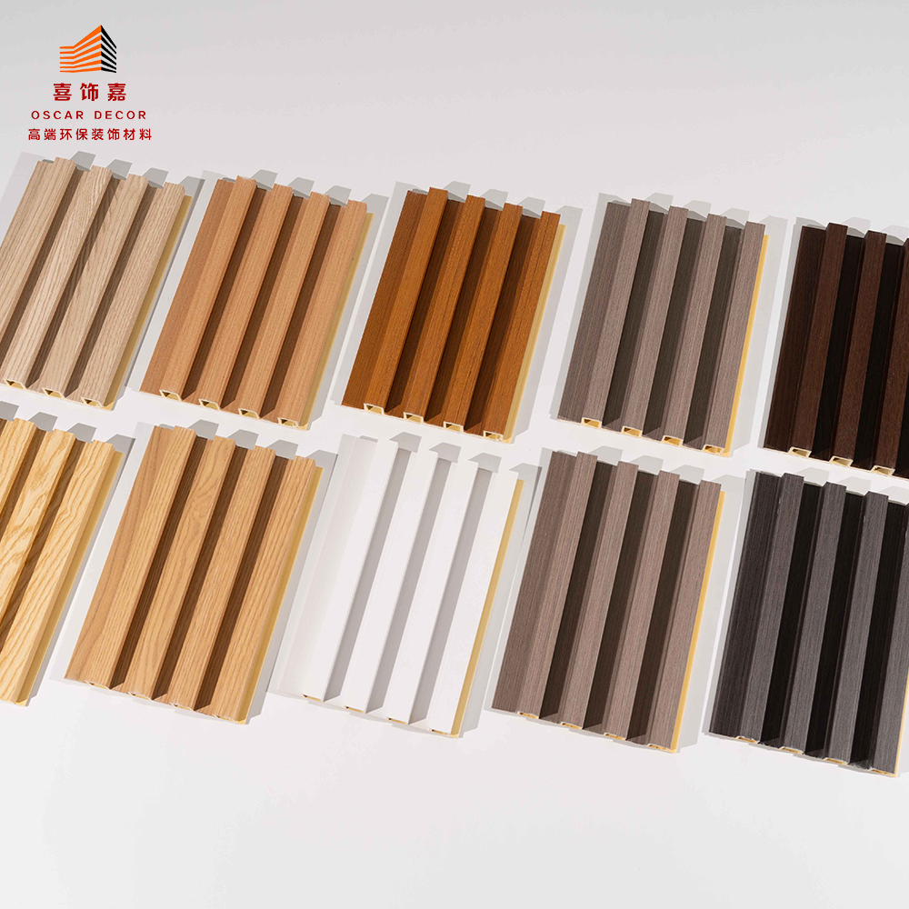 Wpc wall panel 160*24mm Water-proof Fire-proof wooden grain fluted veneers other boards interior decoration