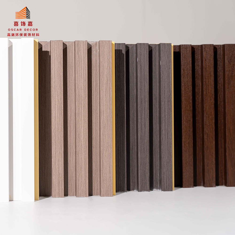 Wpc wall panel 160*24mm Water-proof Fire-proof wooden grain fluted veneers other boards interior decoration