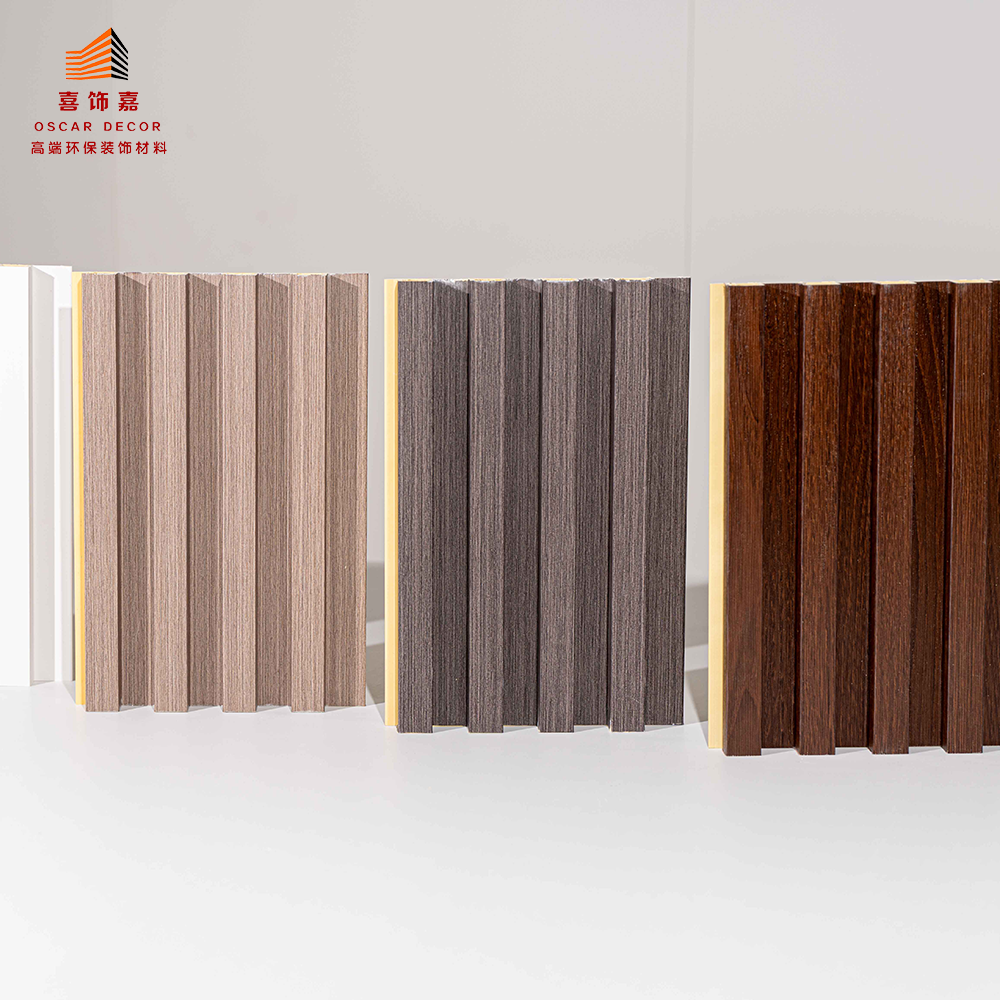 Wpc wall panel 160*24mm Water-proof Fire-proof wooden grain fluted veneers other boards interior decoration