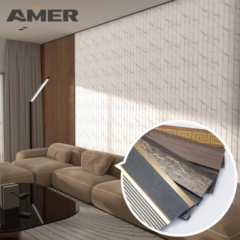 Amer Factory Price Oem Waterproof 600mm Width Ps Wall Panel Sheets Boards Decorative Panel Walls Interior Home Decoration