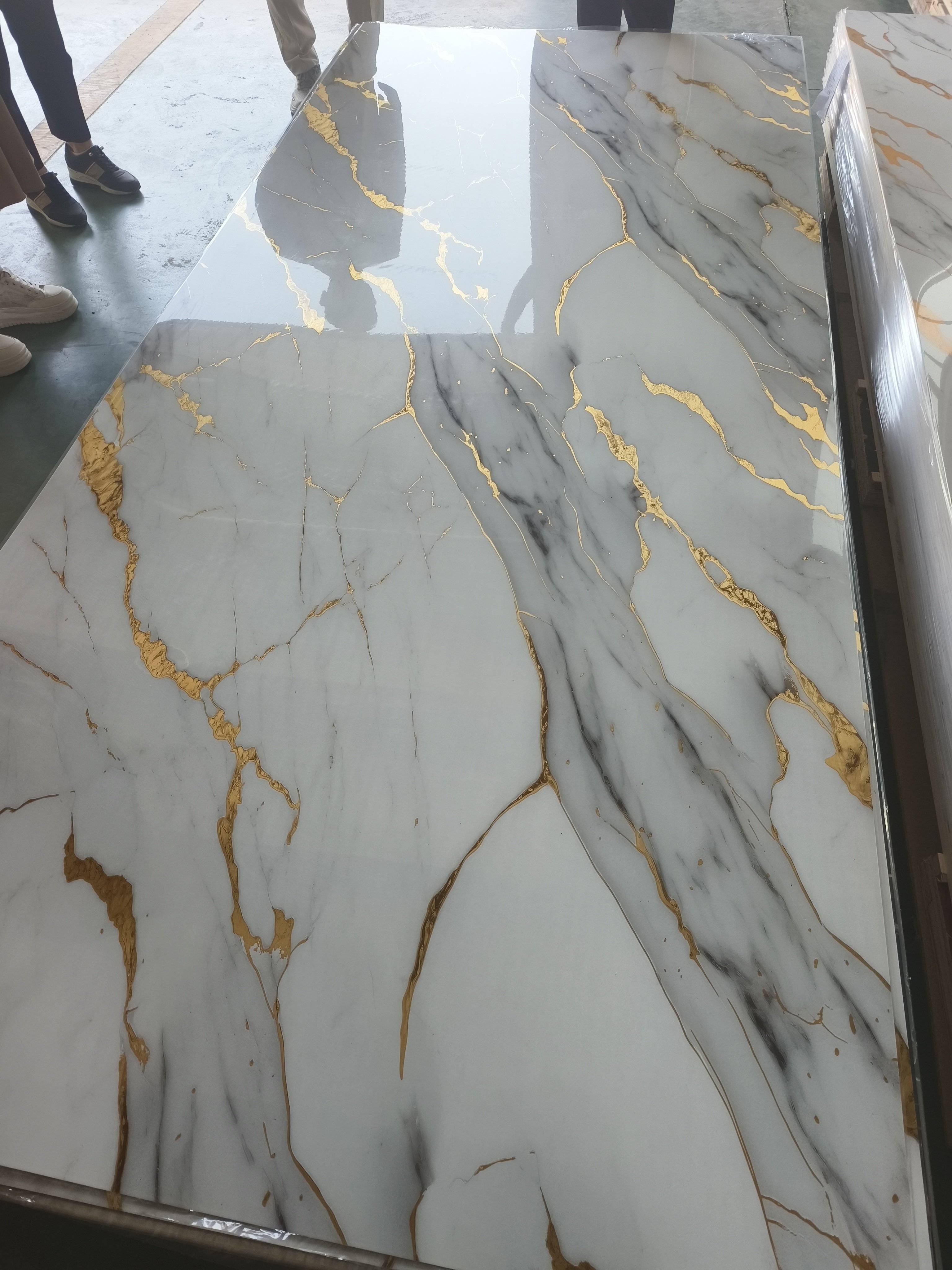 High Glossy 3mm Thick PVC UV Marble Sheet Waterproof Indoor Wall Decoration Scratch Resistant Board with Marble Finish