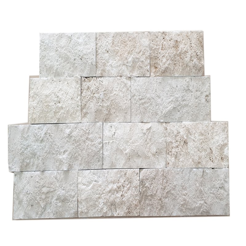 2023 Ivory Light Travertine Split face Natural Stones From Turkey Premium Custom Cut wholesale price interior decorations