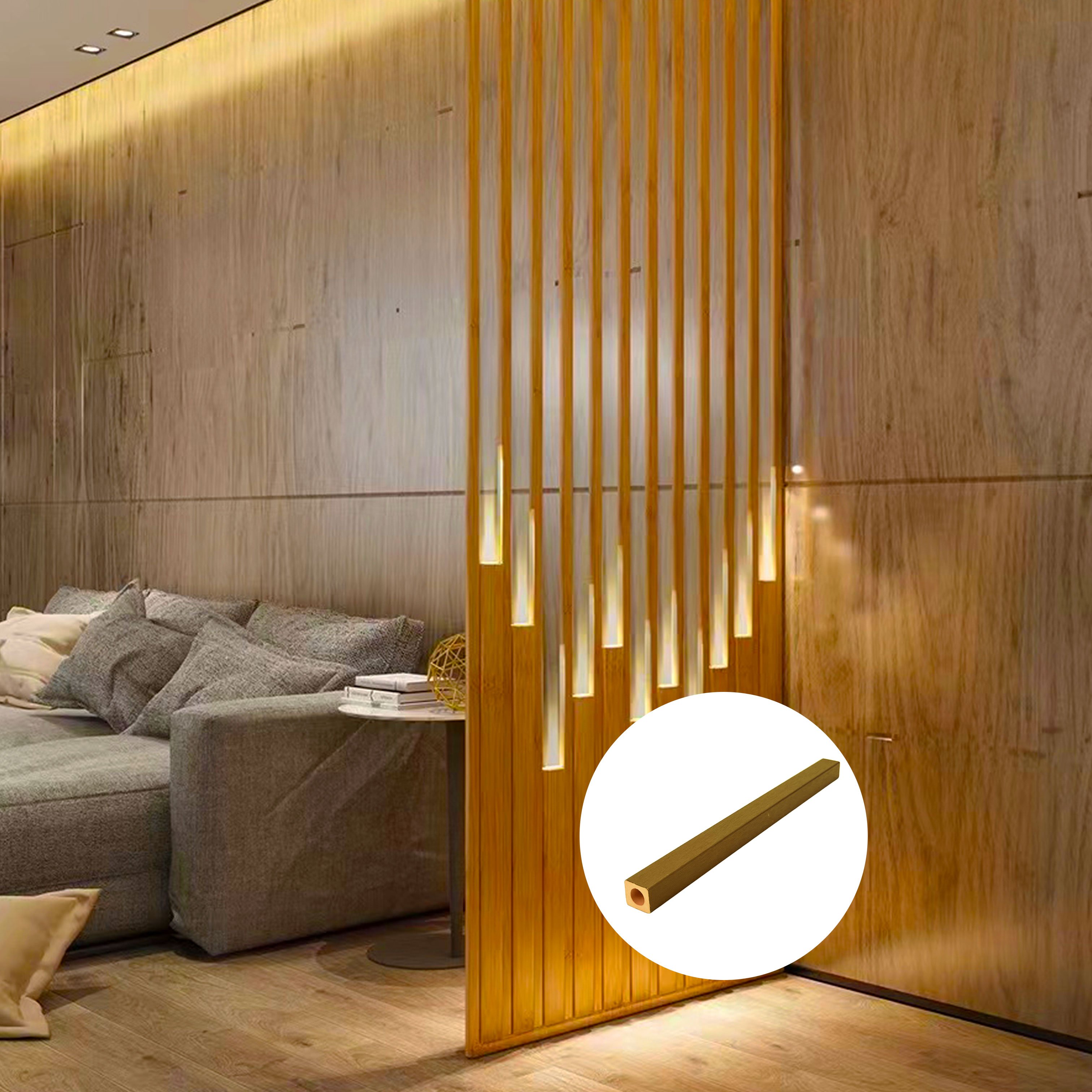 Reasonable Price 3D Wood Veneer Fluted Cladding WPC Decor Wall Panel Board With LED Light For Indoor Background Wall Decoration