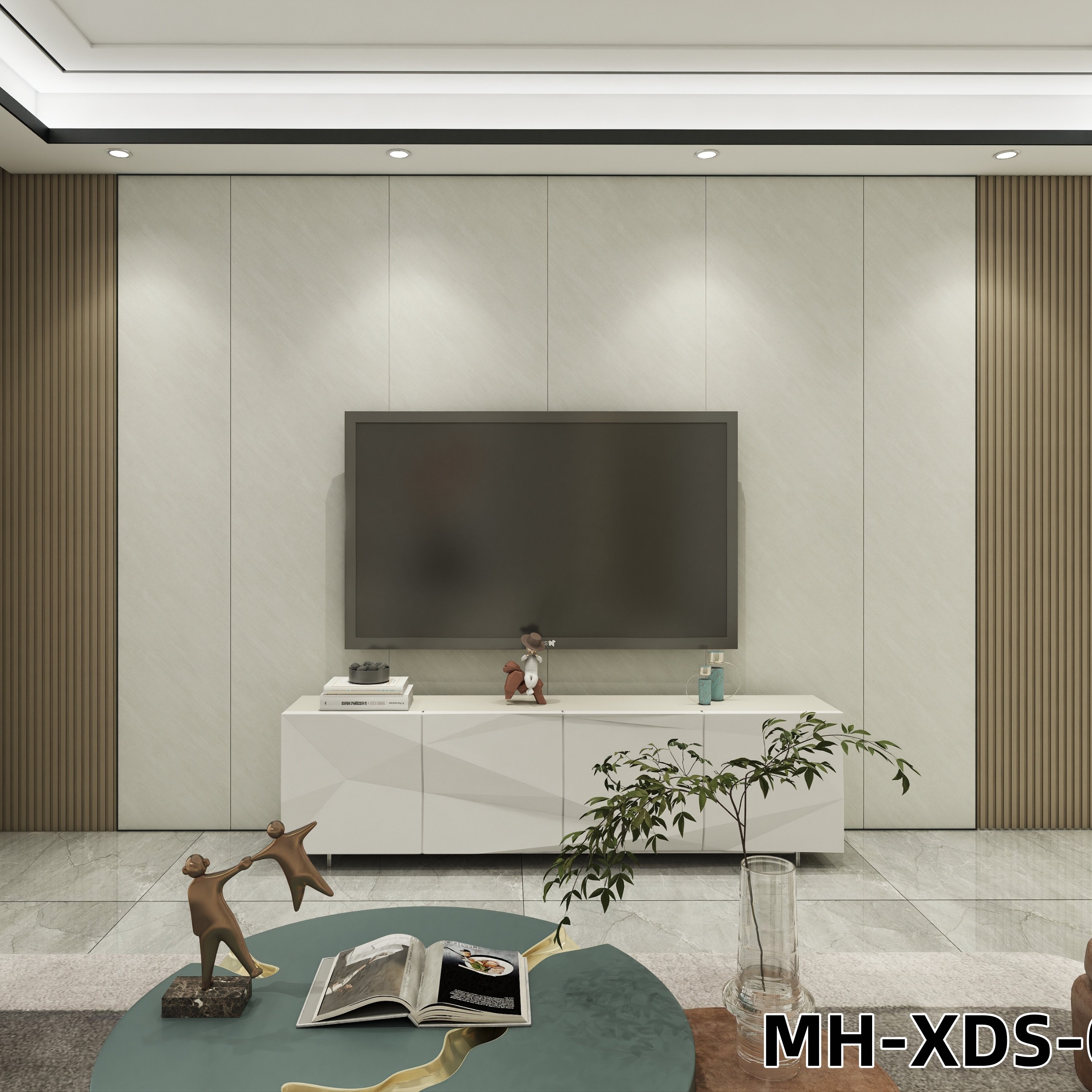 New Modern style design WPC decorated wall board TV background wall panel for living room marble grain TV backdrop