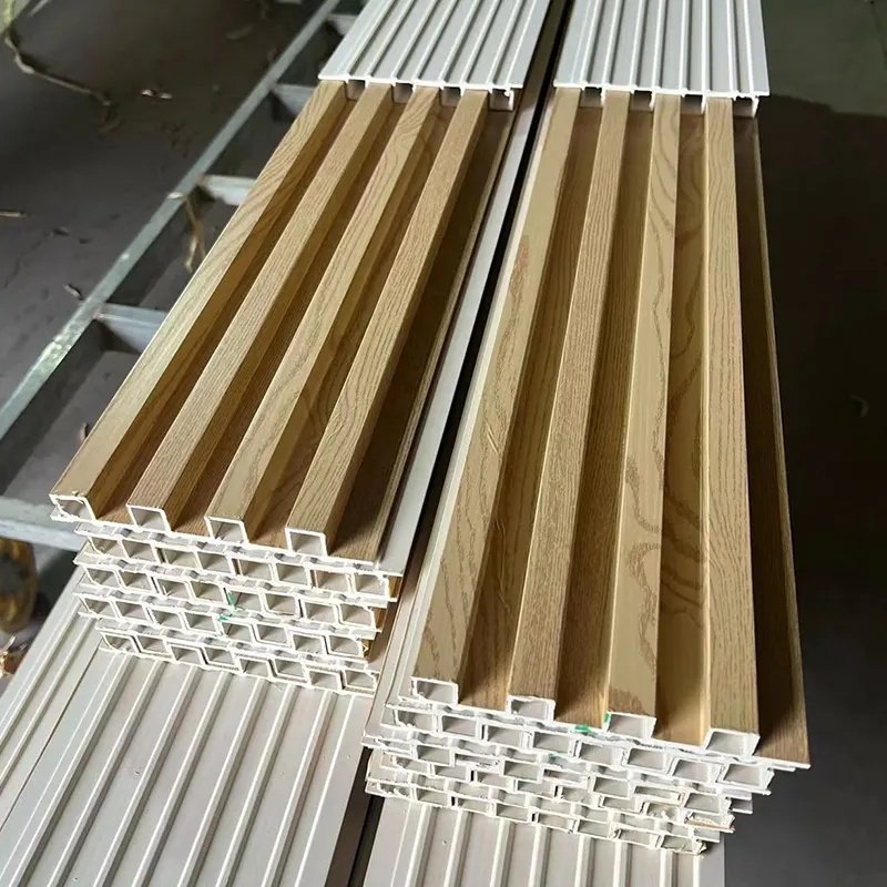 BAIJIN Factory Wooden Design Fluted Slat WPC 3D Wall Covering Panel for Hotel Room Fluted WPC Wall Panel