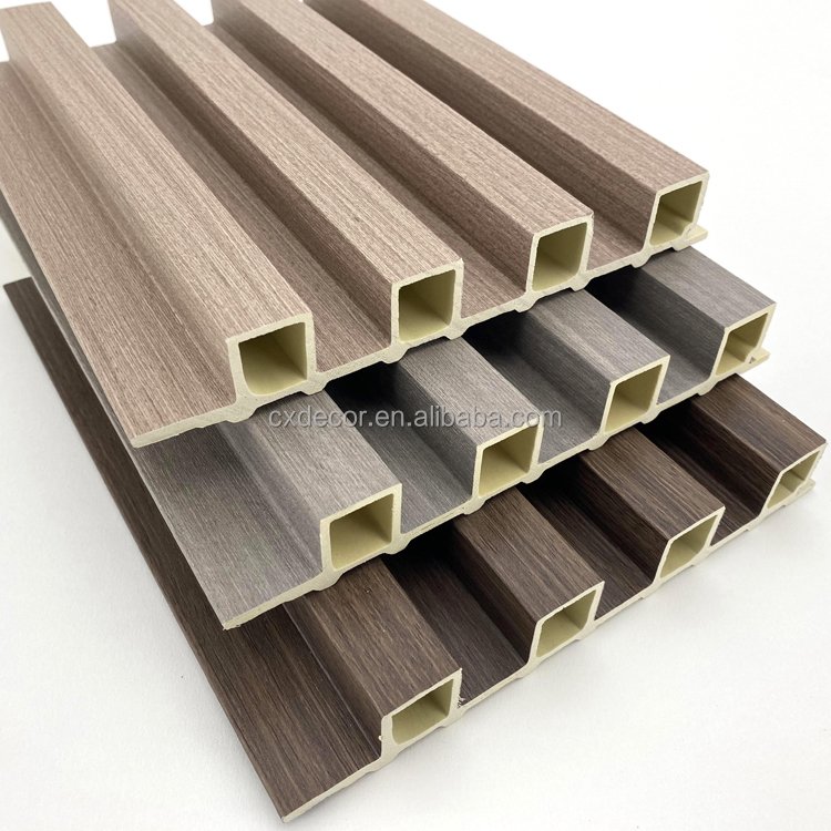 BAIJIN Factory Wooden Design Fluted Slat WPC 3D Wall Covering Panel for Hotel Room Fluted WPC Wall Panel
