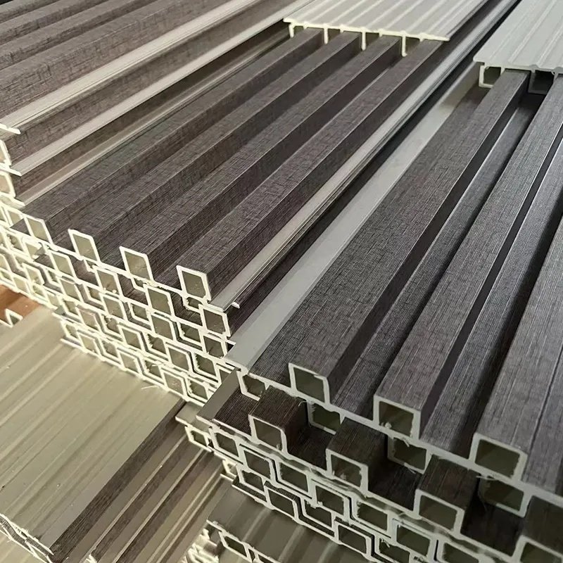 BAIJIN Factory Wooden Design Fluted Slat WPC 3D Wall Covering Panel for Hotel Room Fluted WPC Wall Panel