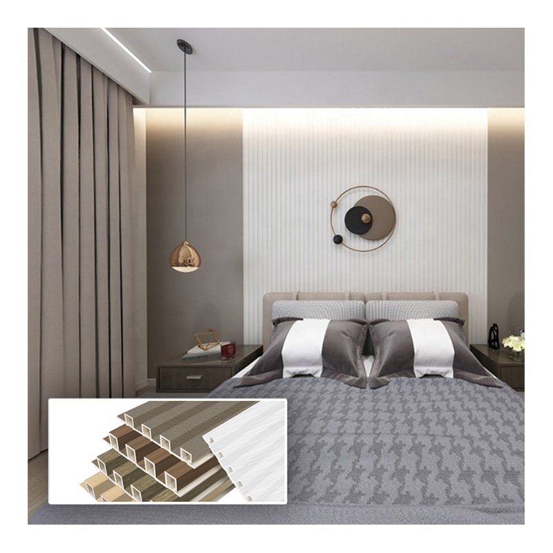 170*25mm Household PVC Wall Board Interior Wood Wall Sheet Bamboo Fiber Interior WPC Flute Slat Wall Panels