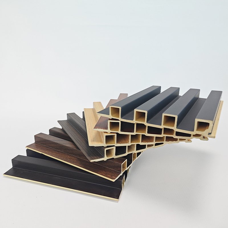 Indoor Ecological Wood Grain wpc pvc wall panels interior Bamboo With LED Light Wall Panel decoration board Concave convex panel