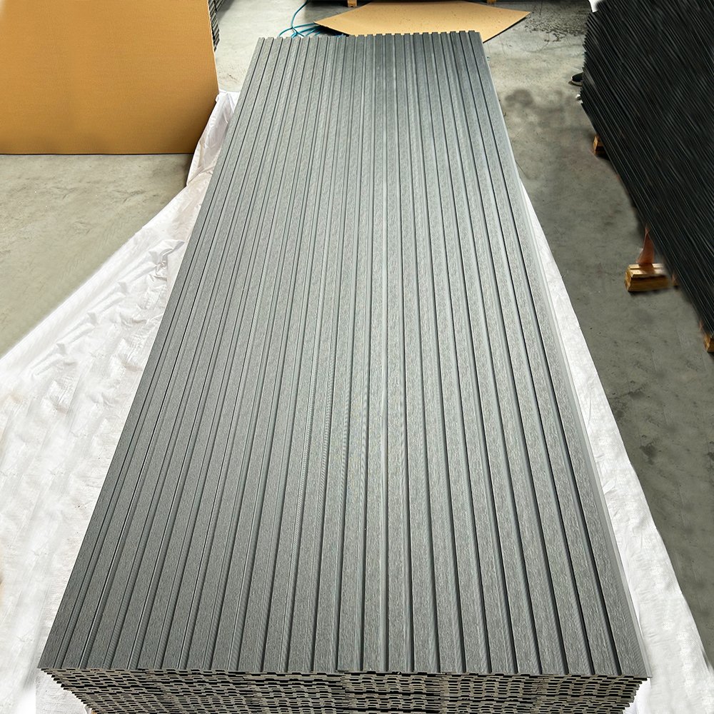 Foju Great Wall Cladding Exterior Outdoor Wood Pvc Co Extrusion Fluted Design Decorative Composite Board Wpc Wall Panel