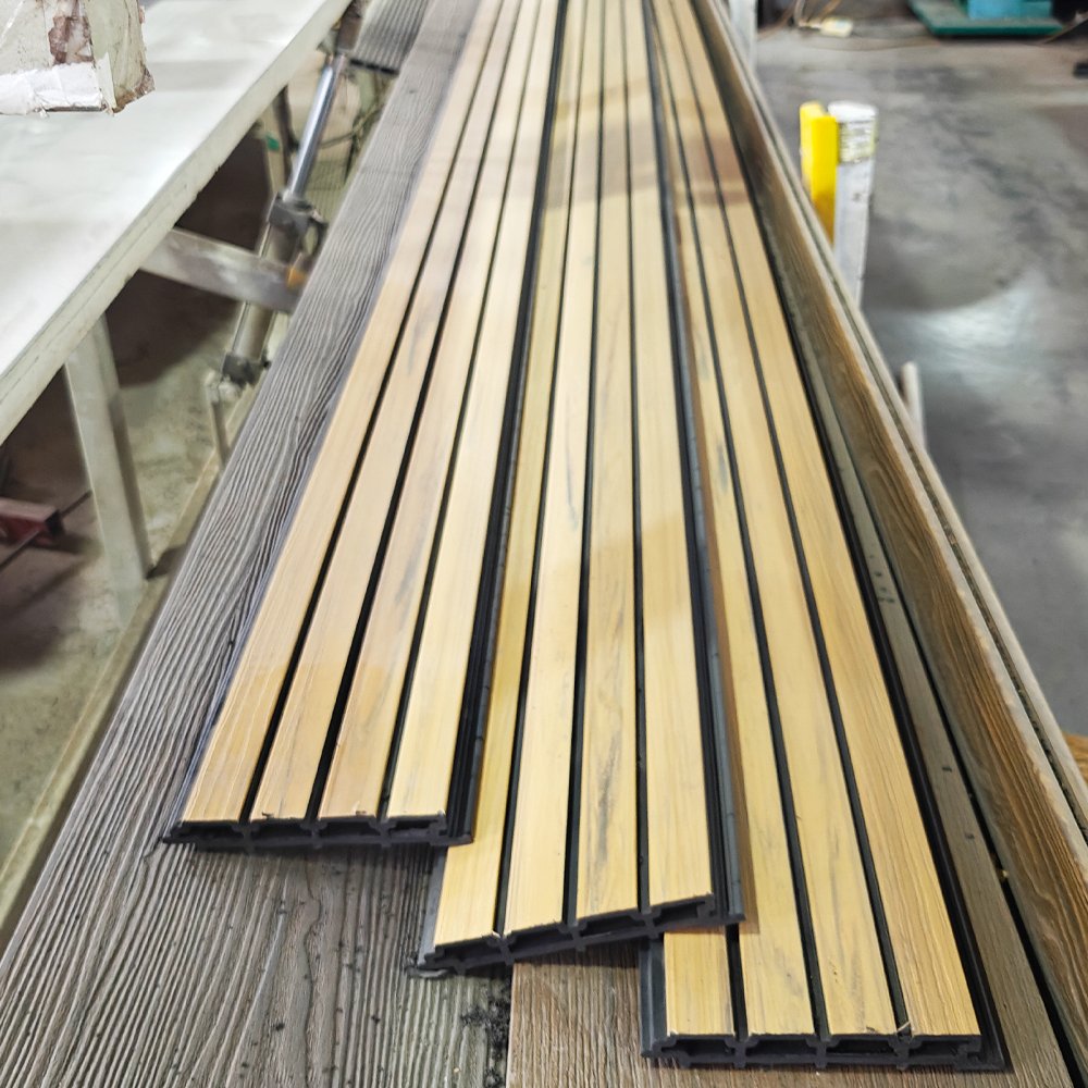 Foju Great Wall Cladding Exterior Outdoor Wood Pvc Co Extrusion Fluted Design Decorative Composite Board Wpc Wall Panel