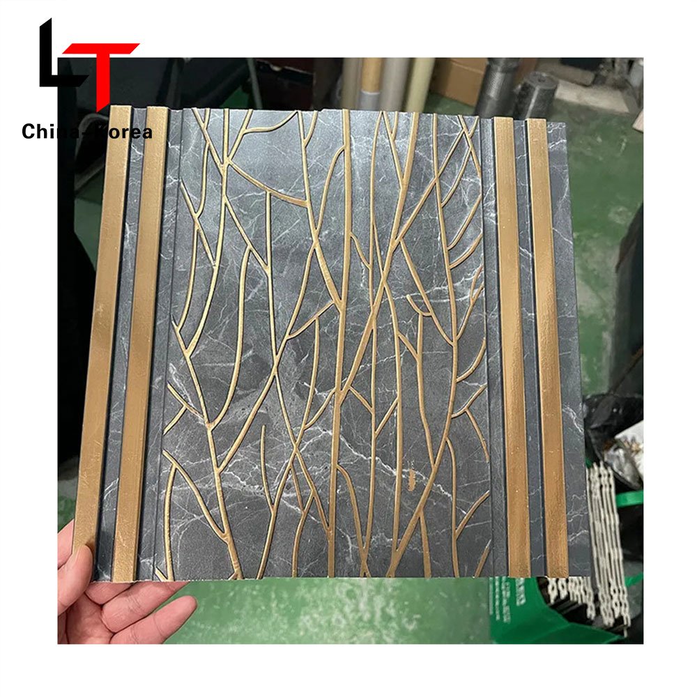 LT High Quality PS 3D WPC fluted Co-extruded wall panels Cladding Alternative Vinyl Wall Board For Home Decoration