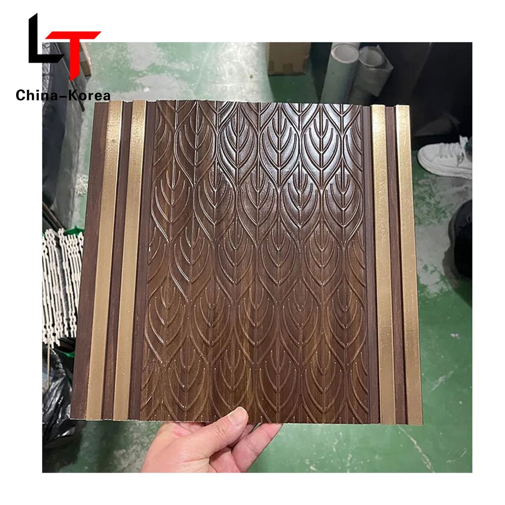LT High Quality PS 3D WPC fluted Co-extruded wall panels Cladding Alternative Vinyl Wall Board For Home Decoration