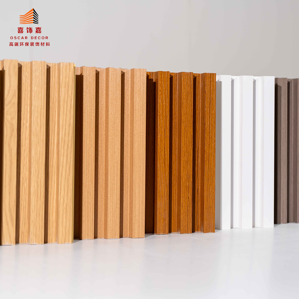 Wpc wall panel 160*24mm Water-proof Fire-proof wooden grain fluted veneers other boards interior decoration