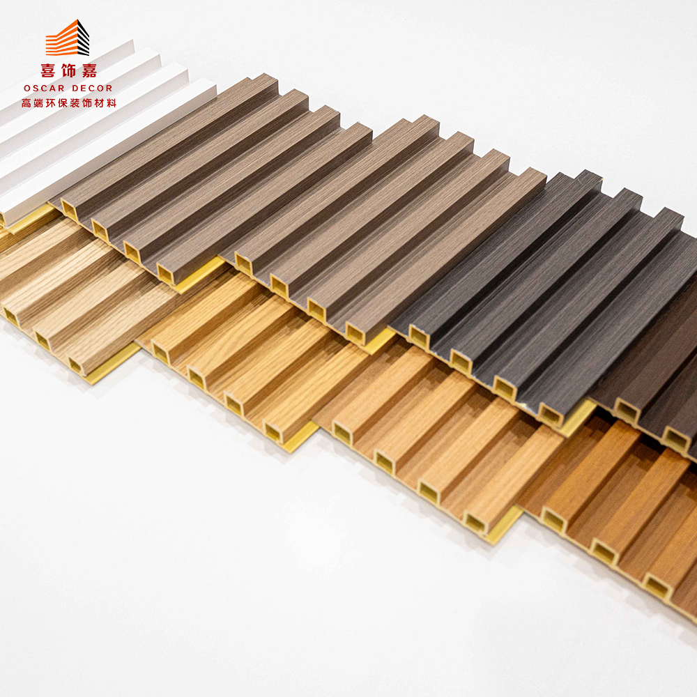 Wpc wall panel 160*24mm Water-proof Fire-proof wooden grain fluted veneers other boards interior decoration