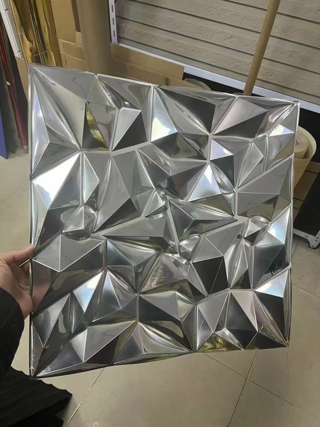 Luxury gold shinny glossy diamond inner decoration pvc wall boards gold 3d wall panel