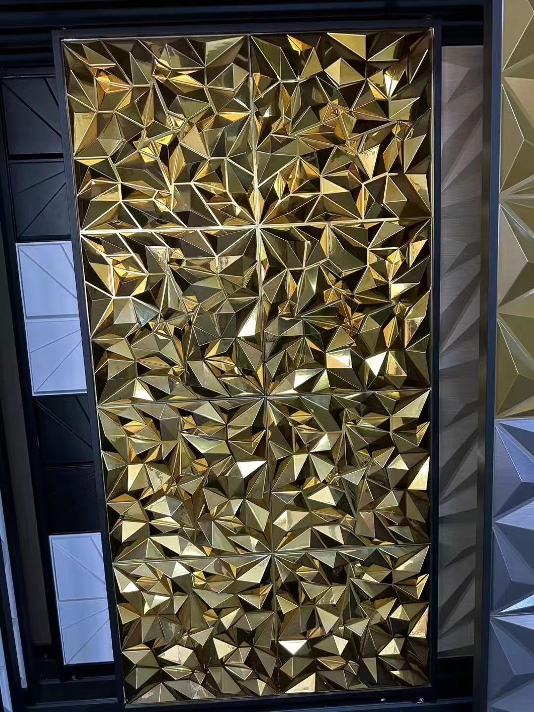 Luxury gold shinny glossy diamond inner decoration pvc wall boards gold 3d wall panel