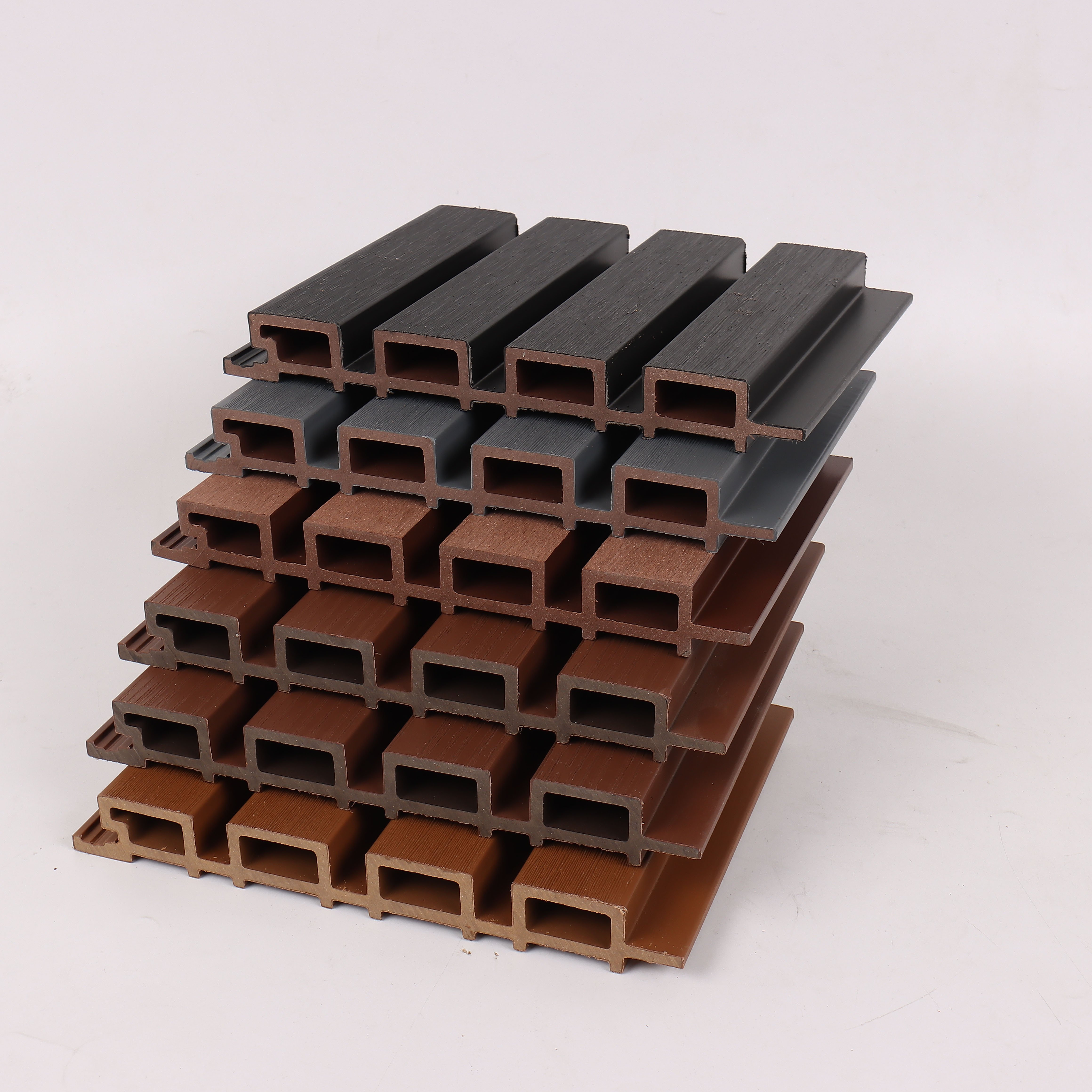 Modern Design WPC Wall Panel Outdoor Fluted Wooden Grain PVC Exterior Cladding for Hospital WPC Cladding Wall Board