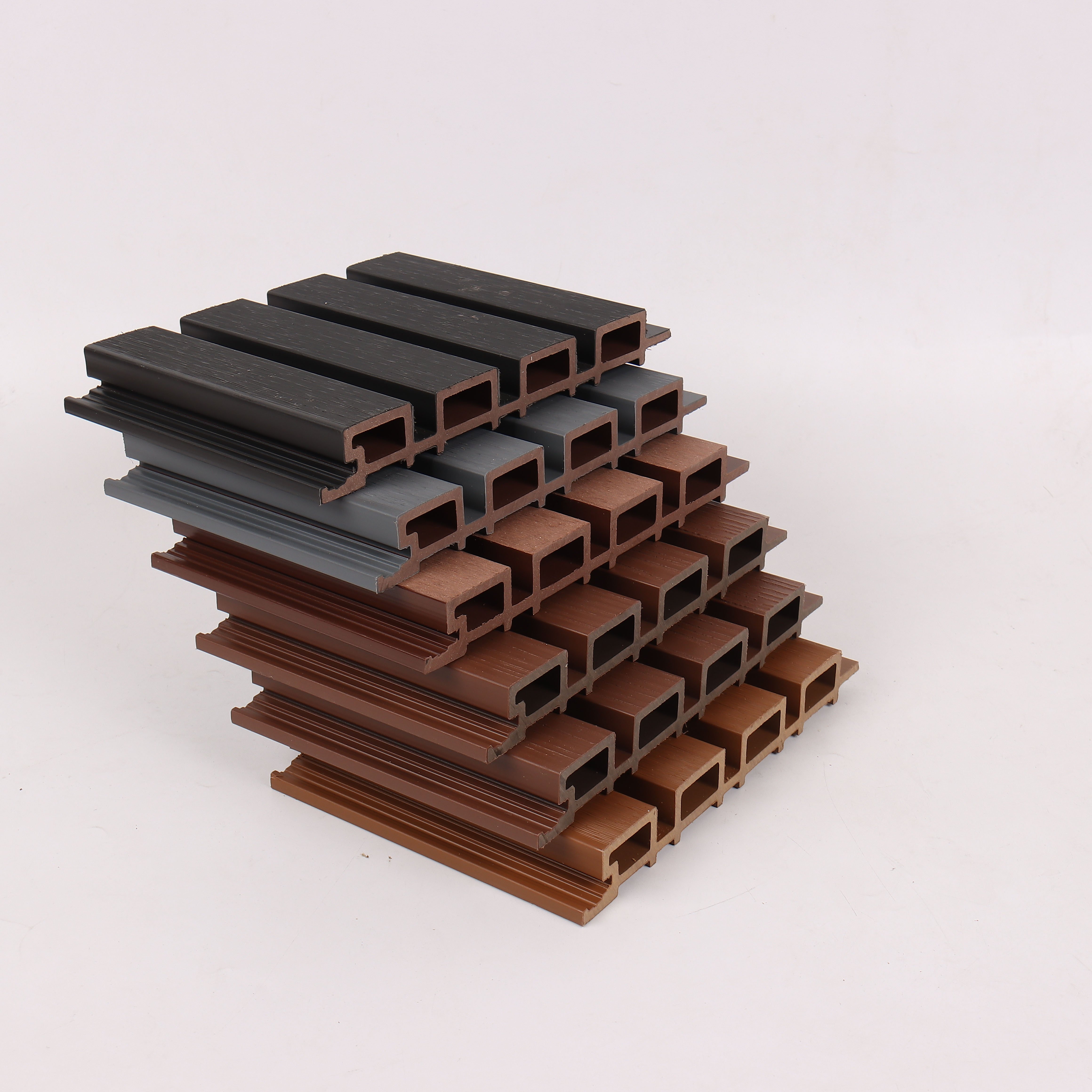Modern Design WPC Wall Panel Outdoor Fluted Wooden Grain PVC Exterior Cladding for Hospital WPC Cladding Wall Board