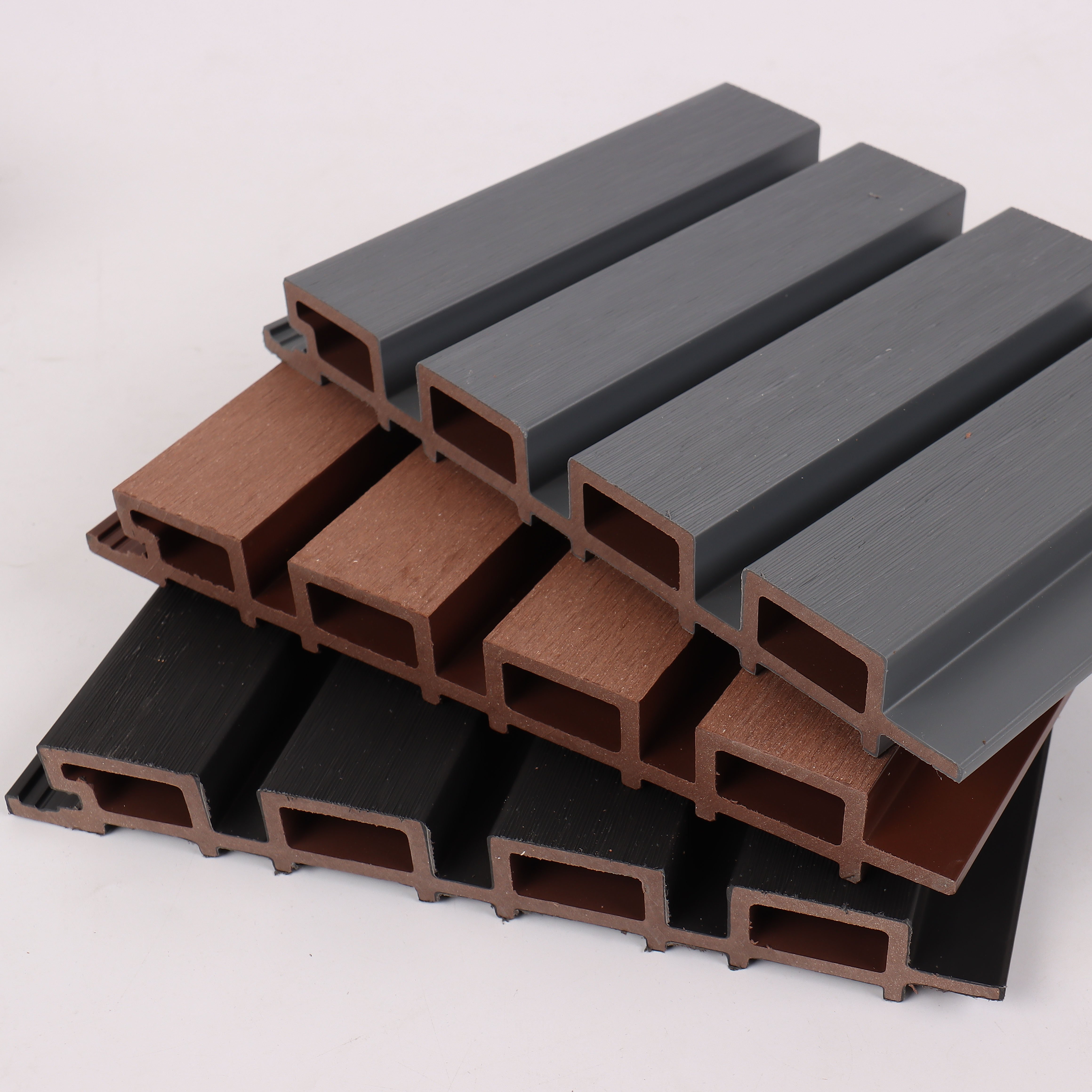Modern Design WPC Wall Panel Outdoor Fluted Wooden Grain PVC Exterior Cladding for Hospital WPC Cladding Wall Board