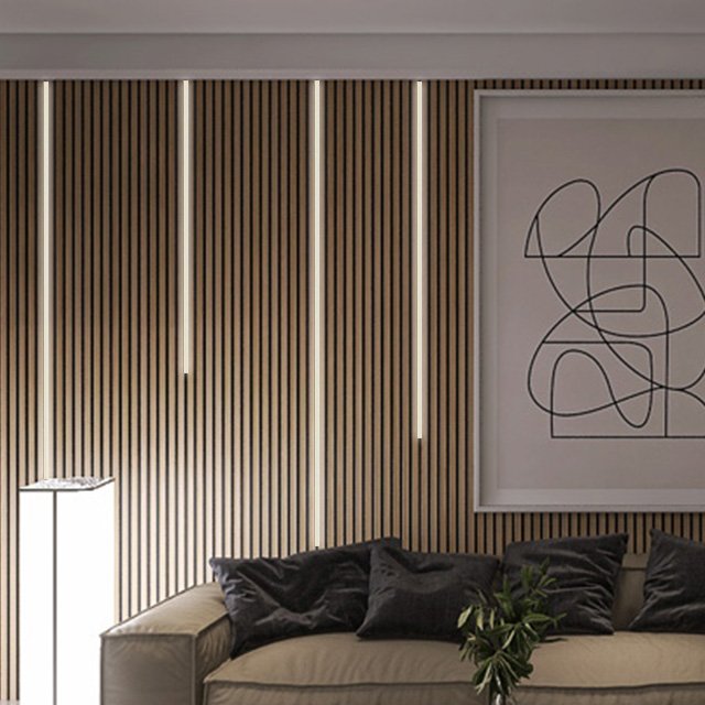 KASARO Sound Absorbing Acoustic Panel Boards Acoustic Wood Slatted Led Light Panel For Wall And Ceiling
