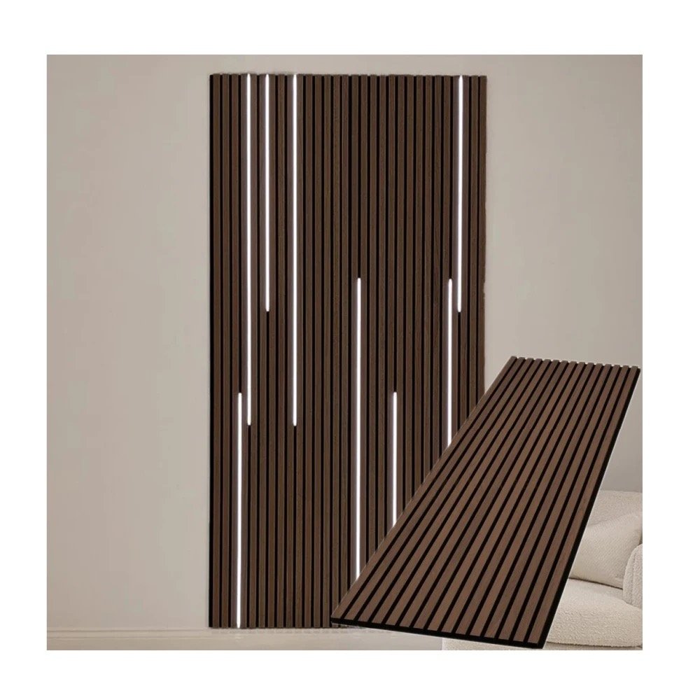 KASARO Sound Absorbing Acoustic Panel Boards Acoustic Wood Slatted Led Light Panel For Wall And Ceiling