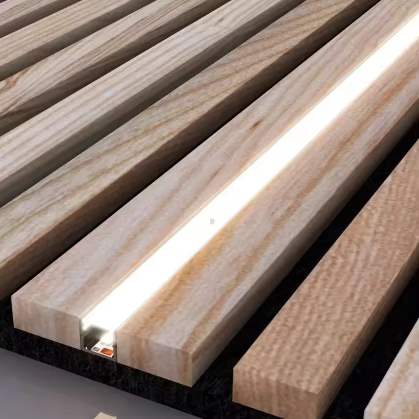 KASARO Sound Absorbing Acoustic Panel Boards Acoustic Wood Slatted Led Light Panel For Wall And Ceiling