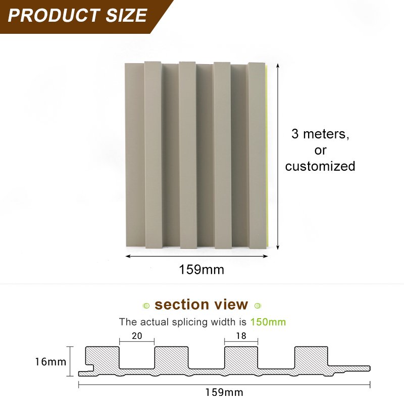 Quick Install 3D Solid Wall Board Wood Plastic Cladding WPC Fluted Panel