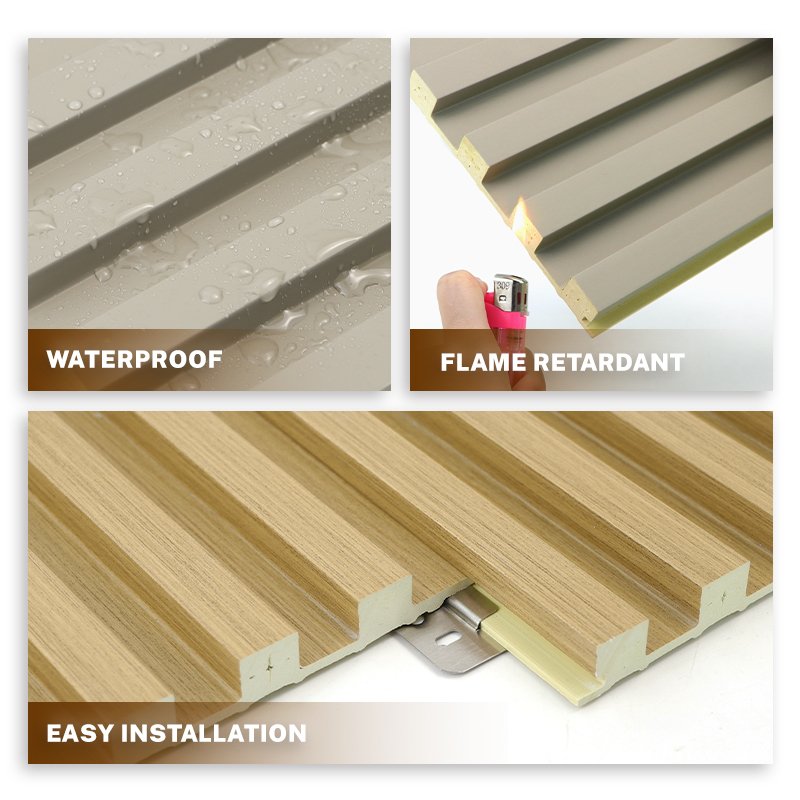 Quick Install 3D Solid Wall Board Wood Plastic Cladding WPC Fluted Panel