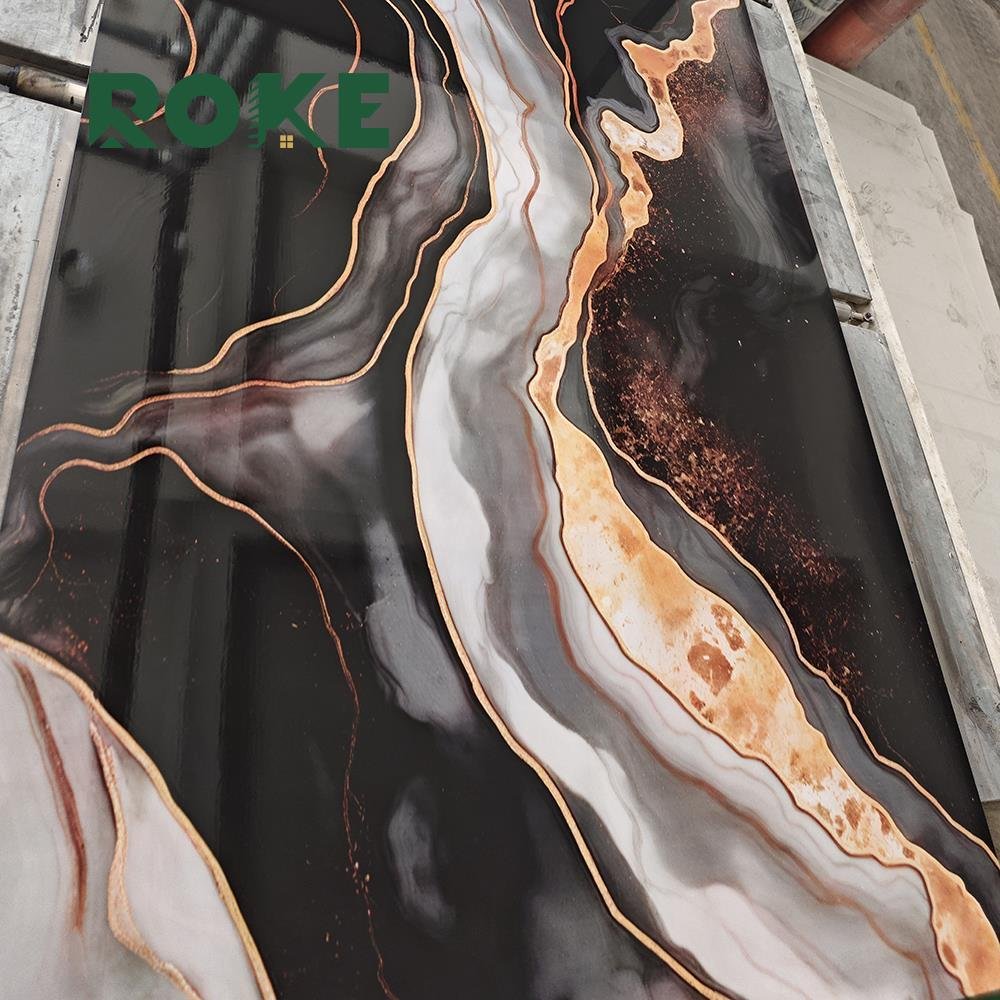 pvc uv marble alternative sheet wall panel spc uv wall panel 1220*2900*3mm pvc marble sheet marble wall panels sheet ROKE