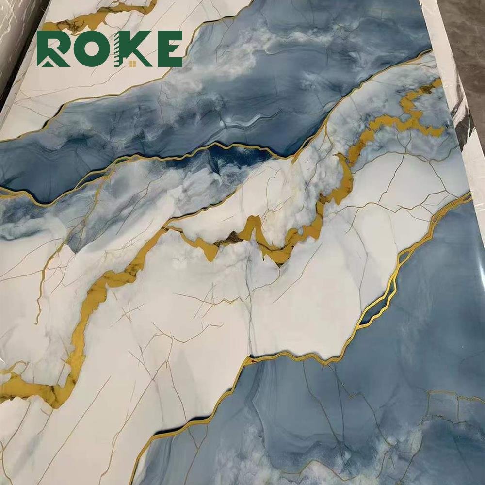 pvc uv marble alternative sheet wall panel spc uv wall panel 1220*2900*3mm pvc marble sheet marble wall panels sheet ROKE