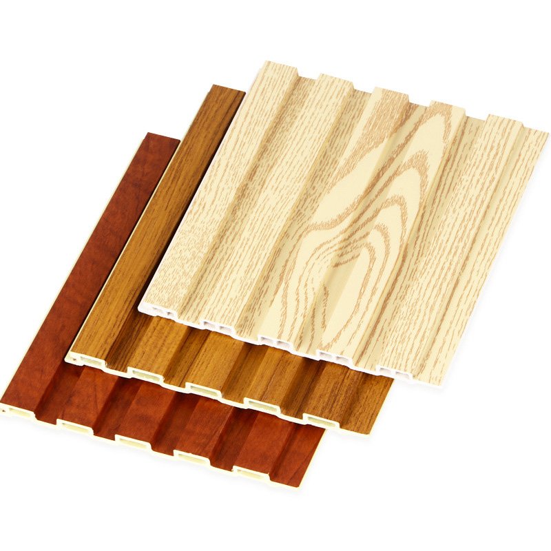 Indoor Ecological Wood Grain wpc pvc wall panels interior Bamboo With LED Light Wall Panel decoration board Concave convex panel