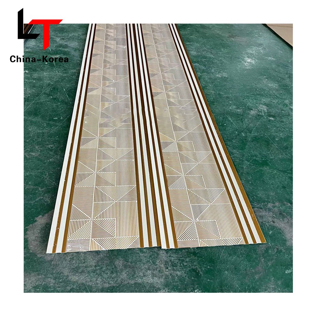 LT Wholesale PS 3D WPC Seamless fluted wall panels Grooved Oak Covering back Board For Living Room