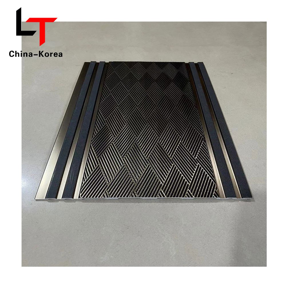 LT Wholesale PS 3D WPC Seamless fluted wall panels Grooved Oak Covering back Board For Living Room