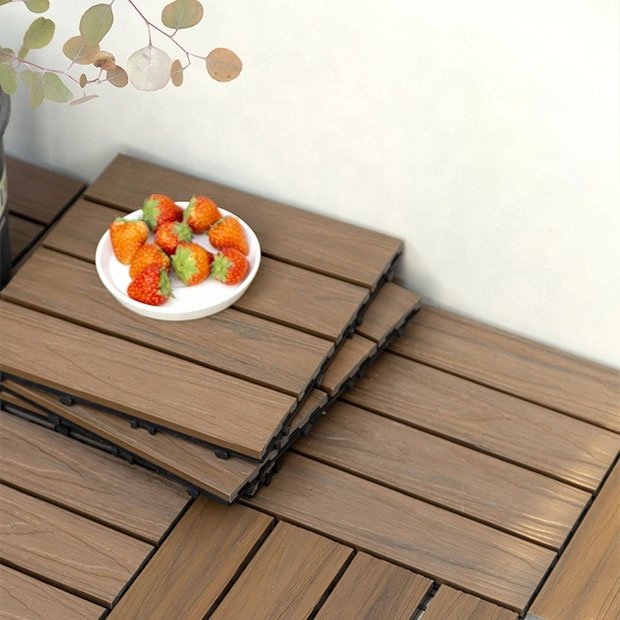 Co-extrusion wood plastic deck tiles flooring outdoor decking composite wpc floor tile interlocking patio flooring outdoor
