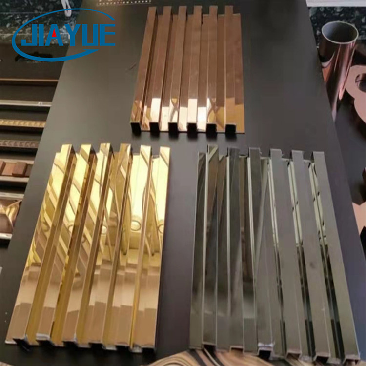 Interior And Exterior Wall Decoration Stainless Steel Fluted Decorative Rose Gold Mirror Black Brushed Panel For Wall Decoration