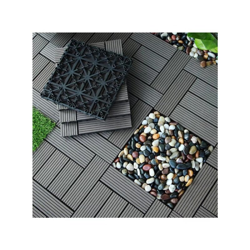 300*300 WPC DIY square board Interlocking tiles wood/grass decking floor cobblestone Design home balcony decoration
