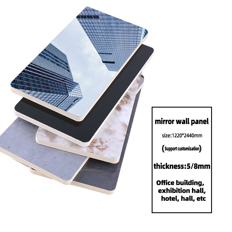 PET Solid Interior Decoration Bamboo Fiber Mirror Wall Panels 8 mm Waterproof Wall Board
