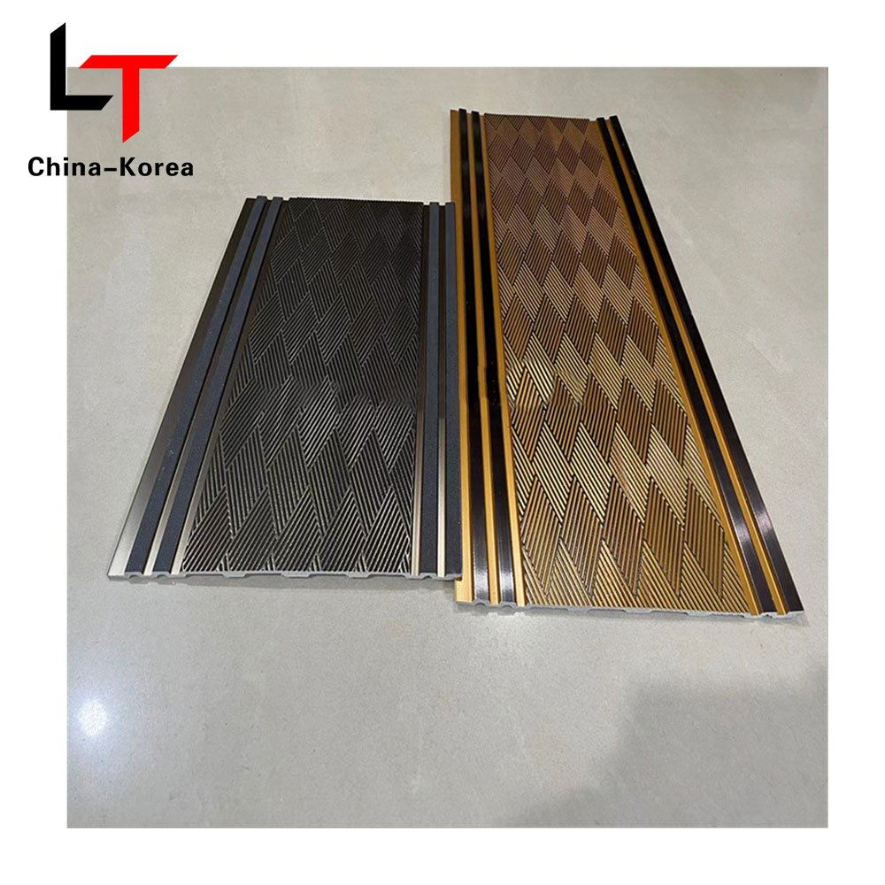LT Factory Direct PS 3D WPC fluted wall panels Luxury Oak Co-extruded Timber Solid foam Wall Board For Indoor Decor