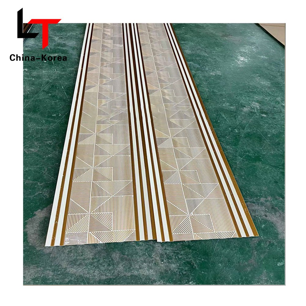 LT Factory Direct PS 3D WPC fluted wall panels Luxury Oak Co-extruded Timber Solid foam Wall Board For Indoor Decor