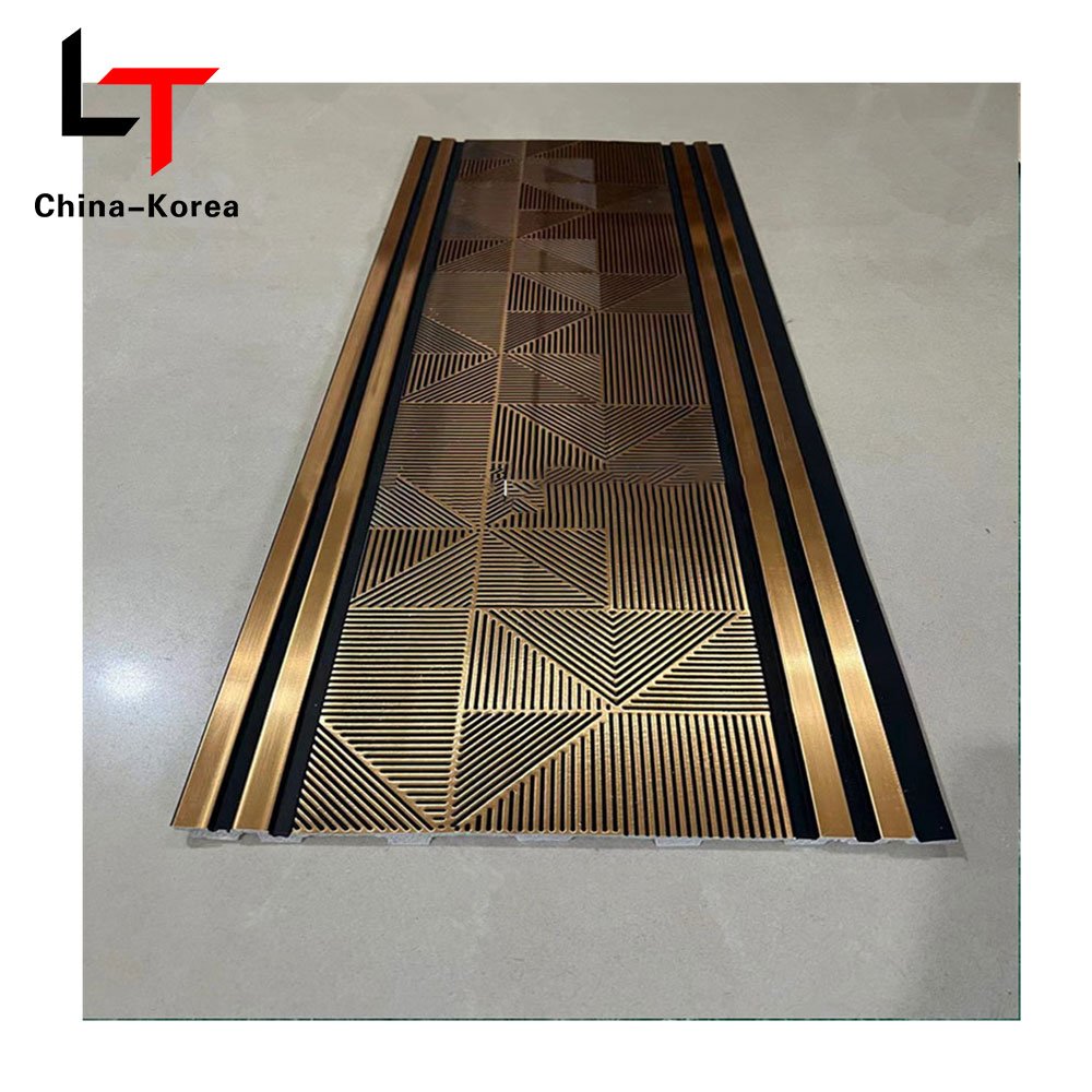 LT Factory Direct PS 3D WPC fluted wall panels Luxury Oak Co-extruded Timber Solid foam Wall Board For Indoor Decor