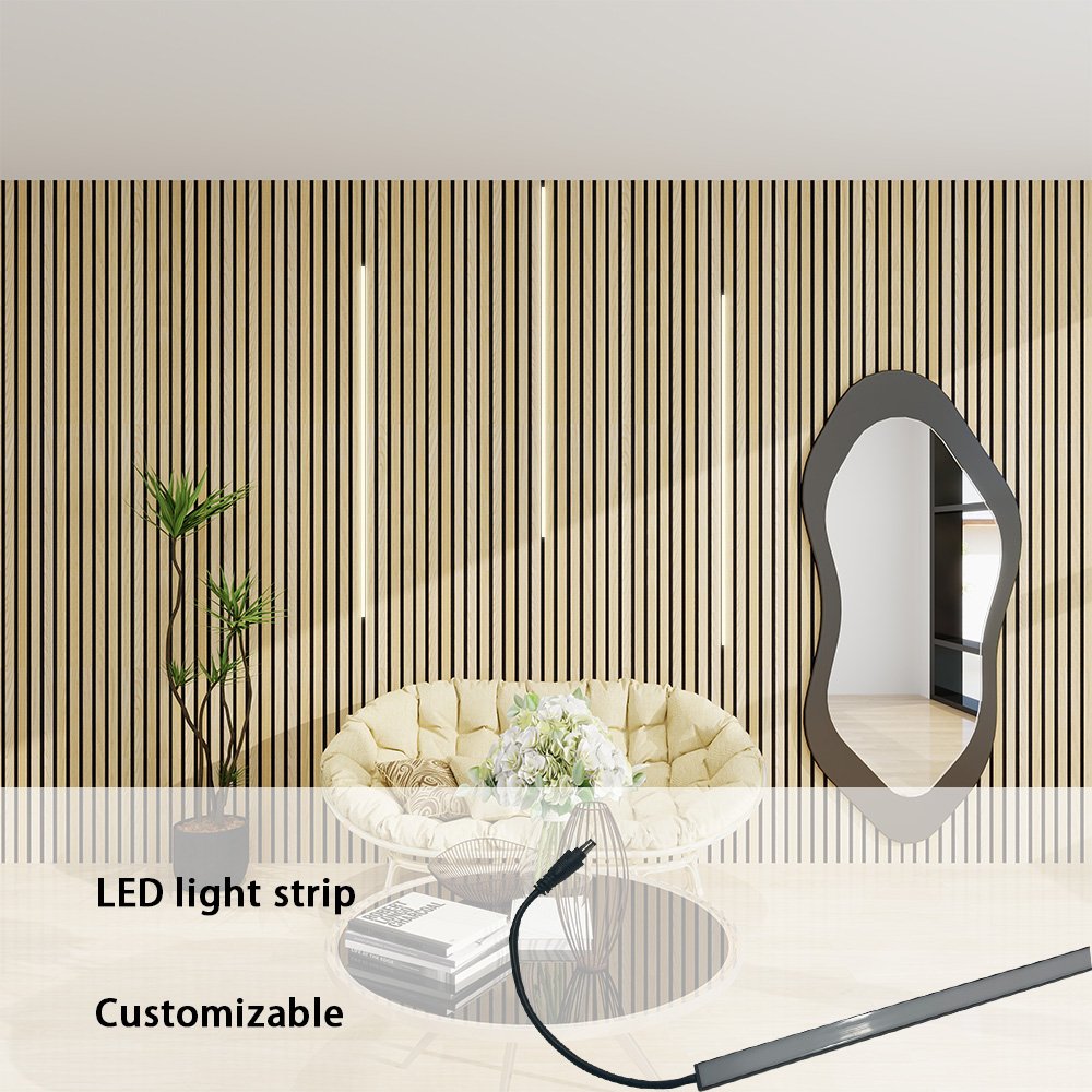 KASARO Factory Direct Price Mdf Wall Panels And Boards Pet Felt Acoustic Panel With Led Light Wooden Slat Wall Panels