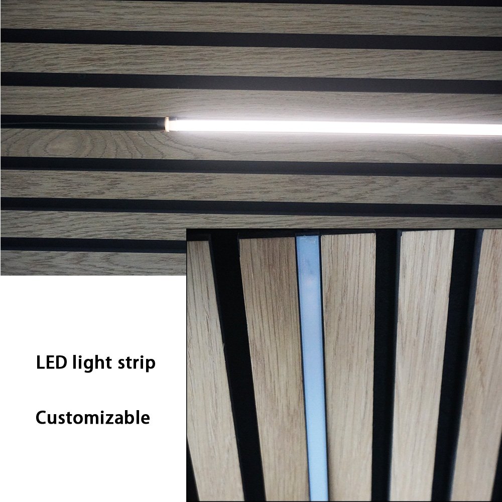 KASARO Factory Direct Price Mdf Wall Panels And Boards Pet Felt Acoustic Panel With Led Light Wooden Slat Wall Panels