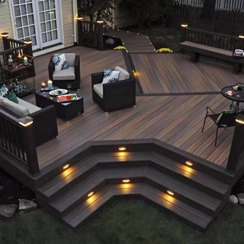 China Outdoor PVC Co-extrusion Wood Plastic Composite Decking Floor Board UV Resistance Wood alternatives WPC Decking Tiles