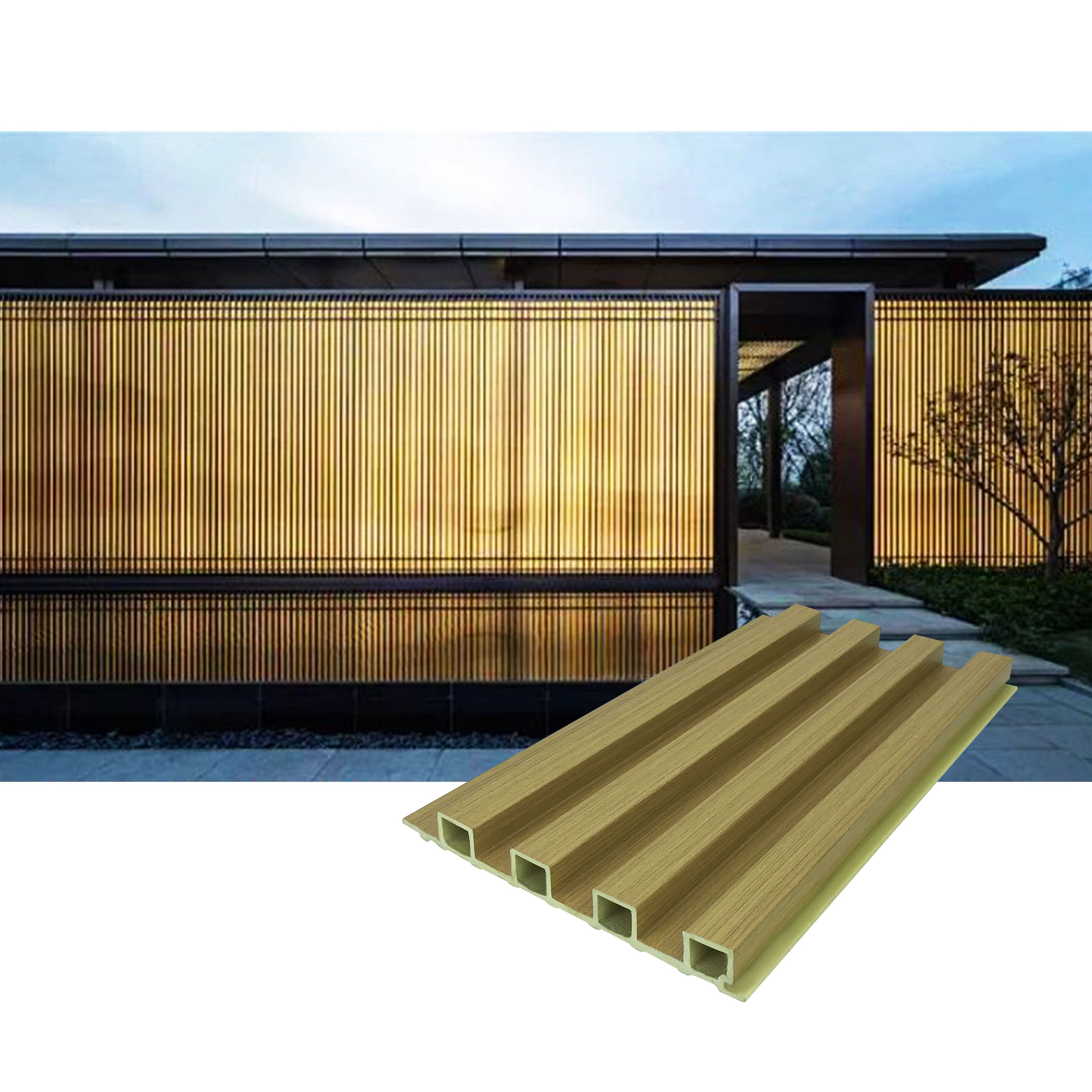 Reasonable Price 3D Wood Veneer Fluted Cladding Low Price WPC Decor Wall Panel Board For Indoor Tv Background Wall Decoration