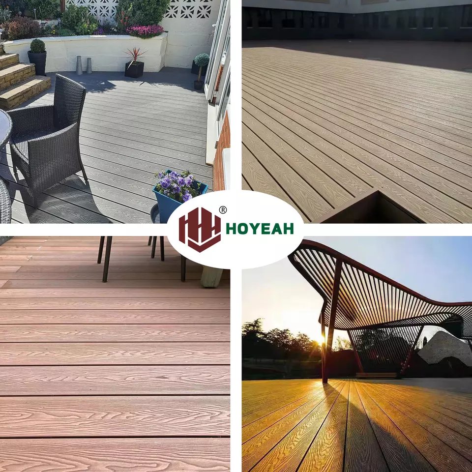 Hoyeah 140*25mm WPC decking weather resistant board solid exterior wooden flooring for terrace